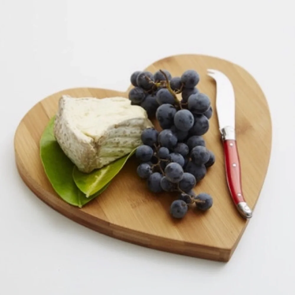 New ACME Party Box Company Bamboo Heart Cutting Board & Cheese Knife